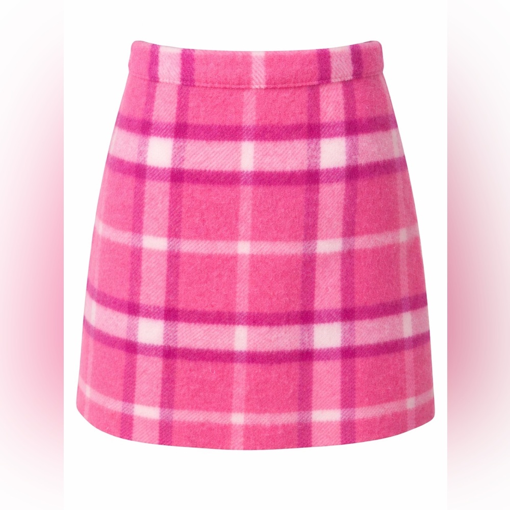 Vintage Benetton Pink Plaid Wool Mini Skirt Preppy Y2K Clueless Core-Small